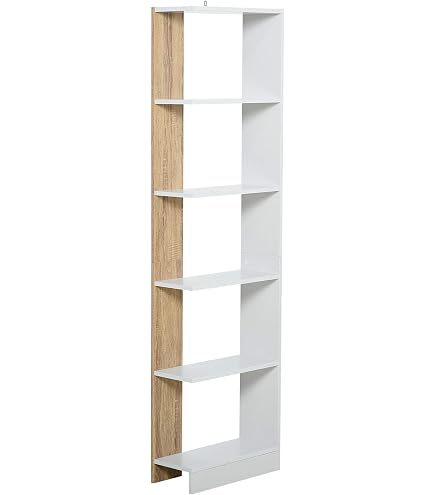 Libreria/scaffale In Legno GYMAX 4 Livelli, 7 Scomparti Irregolari - Bianco, Per Soggiorno E Camera