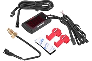 YMIKO Thermomètre numérique moto universel moto thermomètre numérique température de l'eau jauge de température mètre pour Scooter de course Quad Square(Lumière rouge)