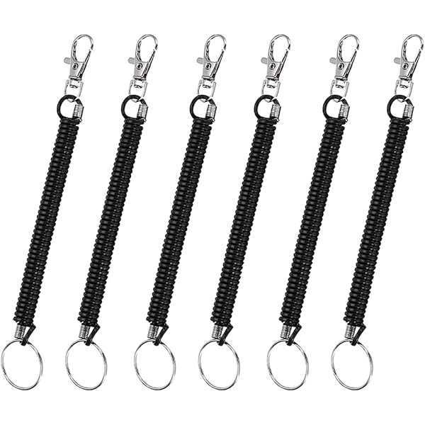 PATIKIL Retrattile Molla Bobina Cinghia 5", 8pz Plastica Spirale Elastico Chiave Supporto Stilo