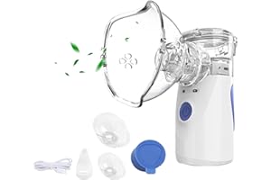 XINXINPHI Nebulizador Portátil para Adultos & Niños & Bebe, Aerosol Ultrasónico Silenciosos Recargable USB con 2 Máscaras & 1 Boquilla, Eléctrico Inhaladores Ruido Bajo Mano para Hogar Uso Viaje