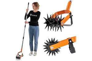 KADAX Rotationskultivator 16 x 180 cm, stjärnfräs med ogräskniv, trädgårdsfräs av rostfritt stål, rullkultivator för jordluckring, markfräs, kultivator med stjärnhjul