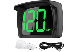 ANRBB Digital GPS Speedometer Car HUD, Real-Time MPH Display, LED Large Font Speedometer Set with USB Car Charger, Compatible with Car, Truck, SUV, Motorcycle, 3-Inch Screen
