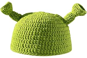 LYITZW 1 Pieza Gorro de Lana Tejido a Mano, Gorros con Orejas de Shrek para Adultos, Gorros de Punto para Cosplay, Gorro Tejido a Mano para Hombres y Mujeres