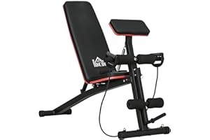 HOMCOM Banc de musculation pliable inclinable, banc réglable pour le développé couché, le curl biceps, la musculation du dos et des abdominaux, avec extenseur des jambes, acier