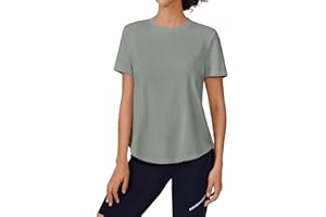 PINSPARK Sportshirt Damen Rundhals Sport Oberteil Yoga Funktionsshirt Atmungsaktiv Laufshirt Fitness Pilates Sportbekleidung