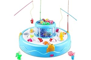 Baztoy Juego de Pesca, Doble Capa Juego Pescar Peces para Niños con Musical, Montessori Juguete de Pesca Mesa para Niños 3 4 5 6 7 8 9 10 Años, Educativo Juguete para Preescolares Cumpleaños Regalos
