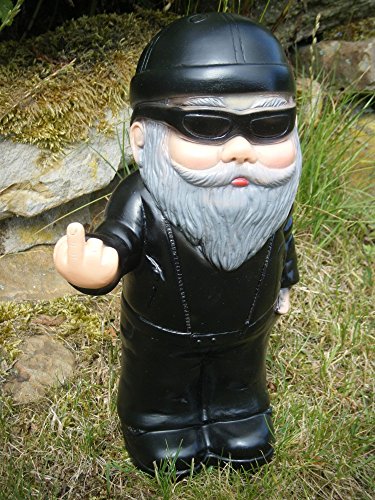 Zwerg Biker Herri Rocker Gartenzwerg zeigt Mittelfinger Stinkefinger - 2