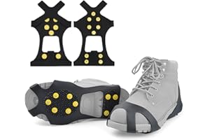 GELPRETTY 10 Crampones Antideslizante, Garras de Zapatos para Hielo y Nieve, Clavos Antideslizantes Zapatos para Senderismo, Caminar sobre Nieve o Hielo y Otros Deportes al Aire Libre