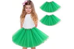 WKRTDY Lot de 2 jupes de fête pour filles, tutu en tulle pour danse, fête, tutu en tulle, jupe de ballet, jupon, Vert