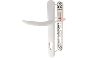 TRULY PVC SUPPLIES Hoppe Birmingham Paire de poignées de porte 92PZ ou de 92 mm à ressort et à levier Ensemble de porte UPVC, PVC, PVCu, fixations de centre à centre de 122 mm., blanc