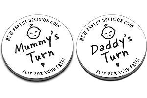 LECTNORE New Parent Decision Coin, Flip Coin Decision, Engraved Funny Flip Coin Stainless Steel Humour Newborn Baby Gifts Novelty Gift for Decision Making, Parenting Chores, Baby Shower