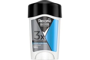 ‎REXONA Rexona Men Maximum Protection Anti Transpirant Deo Creme Clean Scent Deodorant mit 96 Stunden Schutz gegen starkes Schwitzen und Geruch mit 3x Schutz bei Stress, Hitze & Bewegung 45 ml