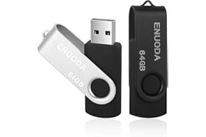 ENUODA Memory Stick 64GB 2 Pack USB 2.0 Flash Drive Swivel Design Fold Storage Thumb Drive (Silver Black)