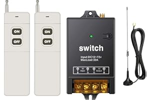 dstfuy 12 V Wireless Switch, 4900 ft Long Distance, DC 12 V/24 V/48 V/72 V/40 A Relay Wireless Switch, Remote Control Relay for Water Pump, Motor, Lighting, Fans (12 V Remote Control)