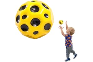 NEERIX Jump Ball,Space Moon Ball,7 cm Hohe Bounce Loch Ball Lavaball,Hohe Springender Gummiball,EIN Knallendes Geräusch Machen,für Kinder Party Geschenk,für Kinder Erwachsene(gelb)