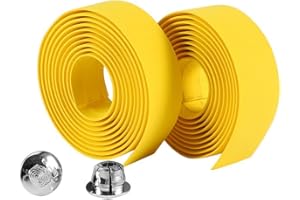 Ejoyous Vendaje de cinta para manillar de bicicleta, envoltura de manija de cinta de barra de bicicleta suave con 2 enchufes de barra para ciclismo de ciclismo y carreras de carretera (amarillo)