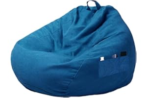 N/T Ghopy - Fodera per pouf a pera (senza imbottitura!!!), da salotto, per divani, grandi poltrone o chaise longue, per interni ed esterni, per adulti e bambini, blu, M (80 x 90 cm)