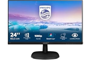 Philips 243V7QJABF Monitor 24" LED IPS FHD, 4 ms, 3 Side Frameless, Low Blue, Flicker Free, HDMI, Display Port, VGA, Casse Integrate, Attacco VESA, Nero