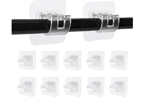 NAHUAA 12 Piezas Soporte Barra Cortina sin Taladrar de PC Ganchos Adhesivos Transparente para Cortinas 6 cm Barra Cortina Autoadhesiva para Cocina-Comedor-Baño