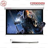 Codegen AX-24 240x200cm Siyah Fonlu Storlu Kilitleme Mekanizmalı Projeksiyon perdesi, Beyaz