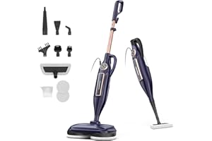 DEVOAC Nettoyeur Vapeur, Balai Vapeur Nettoyeur avec Tampons Rotatifs 8 en 1, Chauffe rapide en 15 secondes, 1200W Vaporetto laveur vapeur légère/3 modes de vapeur/éclairage LED pour différents types de sols
