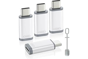 MoKo Lightning auf USB C Adapter für iPhone 17 Air 16 16e 15 Pro Max Plus, iPad, Galaxy S25/S24-4Stück Adapter Lightning auf USB C mit Laden Datenübertragung, Nicht für Audio/OTG, Weiß/Grau