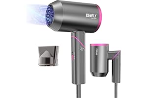 Föhn Ionen Klappbar Haarföhn Haartrockner- DEWILY Profi Fön Reisefön Klappbar Klein，Hairdryer Haarföh leise mit 1 Stylingdüse, 3 Heizstufen, Starker Reisehaartrockner für Familie