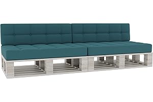 GUTEKISSEN Coussin pour Palette Coussin d'assise Dossier piqué PFG 2xSet (Coussin d'assise 120x80 +Dossier 120x40), Turkis