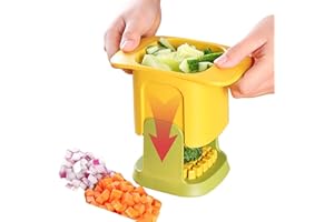 HuaDmaing Durable and Efficient Vegetable Chopper, Easy to Clean Stainless Steel Manual Food Cutter for Potatoes, Onions, Carrots, Cucumbers
