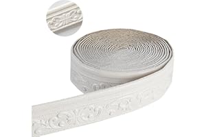 ACESOME ㅤ ACESOME - Bordo autoadesivo per carta da parati, 10 m x 8 cm x 8 mm, impermeabile, 3D, bordatura per carta da parati, per corridoio, soffitto, angolo, linea (bianco)