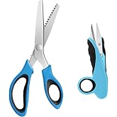 Asdirne Zig Zag Professional Scissors with Rubber Grips and Ultra Sharp Blade, Ideal for Many Types of Fabrics and Paper, 9.4