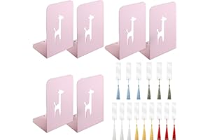 CLKE 6 sujetalibros + 15 piezas abrazaderas para libros de acrílico con ampollas, sujetalibros de metal rosa, estante de prensa de libro de soporte de libro, muy adecuado para bibliotecas, oficinas