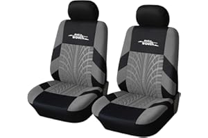 AUTOYOUTH Funda de Asiento Delantero para Coche Ajuste Universal Fundas Protectoras para Asientos Coche Pistas de Neumáticos Accesorios de Asiento de Coche, Gris
