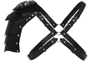IEFIEL Arnés de Pecho Cuerpo Hombre Correas Ajustables de Cuero Sintético con Hebillas Armadura de Un Hombro Disfraz de Fiesta Halloween Cosplay Clubwear Gay