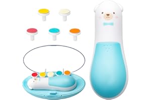 QUNLIONS LIFE Baby Nail Trimmer Electric,Baby Nail Clippers, 6 in 1 Baby Nail File,Nail File Baby Grooming Kit Manicure Set for Toddler or Adults (Blue-New)