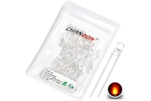 ‎CHANZON Chanzon 100 Stück 3mm Orange LED Diodenlichter (Klar Rund Transparent DC 2V 20mA) Helle Glühbirnen Lampen Elektronikkomponenten Anzeige Leuchtdioden