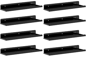 Lifewit Flytande Hyllor för Vägg, 8-pack Svart Akrylhylla 15" Inredning för Bokhylla/Vinylskiva Display/Fotografier/Bilder i