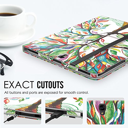 MoKo Samsung Galaxy Tab S3 9.7 Hülle – PU Leder Ständer Schutzhülle Smart Case Cover mit Stift-Schleife / Standfunktion und Auto Sleep / Wake Up Funktion für Samsung Galaxy Tab S3 9.7 Zoll (2017) SM-T820 / T825 Tablet, Glück Baum - 3