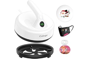 Calogy Transfer Press Mini macchina per pressatura a caldo, macchina plotter Temperatura max 210℃ Diametro 16,7 cm Piccola pressa da stiro per magliette, vestiti per animali domestici