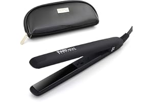 FARI Travel Mini Hair Flat Iron 1/2 Inch Ceramic Tourmaline Hair Straightener with Travel Bag Dual Voltage Travel Iron for Worldwide Use Temp 180°C (Black)