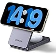 UGREEN MagFlow MagSafe Charger for iPhone 16, Qi Certified Wireless Charger Stand, 2-in-1 Mag Safe Charger Stand Compatible with iPhone 12/13/14/15/16 Series, AirPods 4/3/2/Pro 1/2