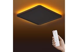 queffigle Square LED Ceiling Light 1800K Night Light 29cm Dimmable 3200LM 3000-6500K with Remote Control Ceiling Mounting Low Profile Ambient Timer Adjustable Ceiling Lamp for Bedroom Bathroom