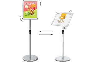 ThrivingTree Information Stand, DIN A3, 420 x 297 mm, Information Stand, Height Adjustable, Stainless Steel Customer Stopper, Poster Stand, Display Stand, Advertising Stand (Silver, A3)