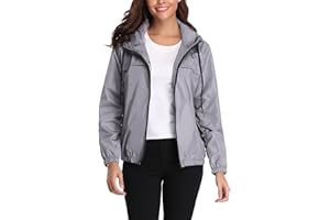 Wayleb Giacca Impermeabile Donna Sportiva Antipioggia con Cerniera Cappuccio Giacca Sportiva Ideale per Attività All'aria Aperta Corsa, Ciclismo, Arrampicata,Pesca