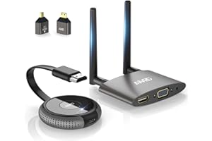 AIMIBO Wireless HDMI Transmitter and Receiver 4K,Dual Screens HDMI & VGA Live Casting,1TX to 8RXs,165FT/50M,5G Video/Audio for Laptop, Cable Box, Camera, Phone, Netfix to Monitor, Projector, HDTV