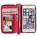Produktbild HARRMS Apple iPhone 5/5S/SE Leder Hülle Flip Case Handytasche und Brieftasche mit Standfunktion Kredit Karten Fach mit Unsichtbarem Magnet, Rot