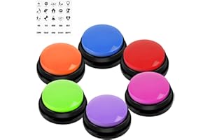 vsshe Pulsanti per Cani, 7 Pezzi Pulsante per l'addestramento del Cane, Set di Bottoni per Cani, Registrazione e Riproduzione di 30 Secondi,con Adesivi e Tappetino in Gomma per Cani Animali Domestici