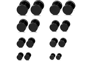 RXKFIGX 8 Pairs Stainless Steel Black Stud Earrings Set for Men Women Stud Earrings Black Matt Round Stud Earrings Hypoallergenic Piercing Earrings for Sensitive Ears 3-10 mm