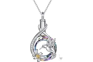 YAFEINI Butterfly/Dragonfly/Owl/Hamsa Hand/Sunflower/Bee/Peacock/Hummingbird/Teardrop/Tree of Life/Paw/Cat/Rose Urn Necklaces for Ashes 925 Sterling Silver Cremation Butterfly Dragonfly Jewelry for Women