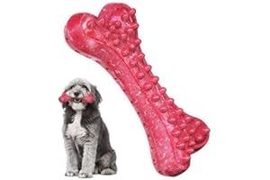 Peteast Dog Toys, Durable Dog Chew Toys for Aggressive Chewers Bacon Flavored Tough Natural Rubber & Teeth Cleaning Chewing Bones for Large/Medium/Small Dogs